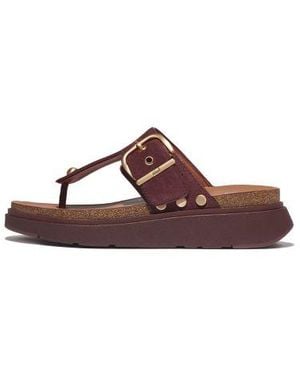 Fitflop Deep Gen-Ff Buckle Suede Toe-Post Sandal - Brown