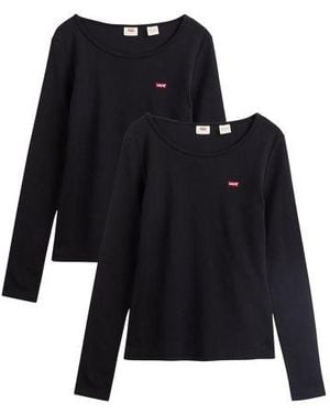 Levi's A0787 Ls Two Pack Tee Mineral & Mineral Blac Long Sleeve 2 Pack T-Shirt - Black