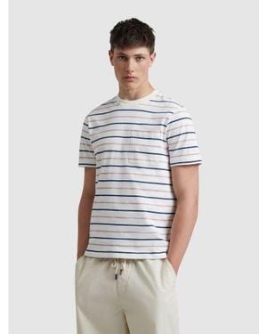 Farah Ecru Stacy Stripe Pocket T-Shirt - White