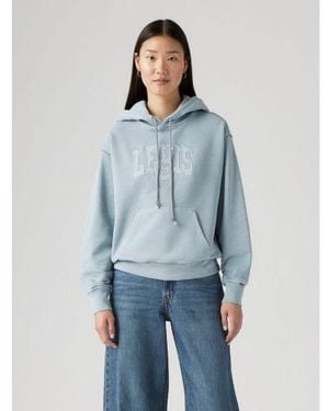 Levi's Hoodie Applique Varsity Logo Gd Arona Graphic Print Heritage Hoodie - Blue