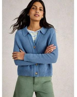 White Stuff Mid Chaterly Collar Cardigan - Blue