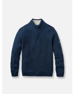 Henri Lloyd Golant Quarter Zip Ribbed Jumper - Blue