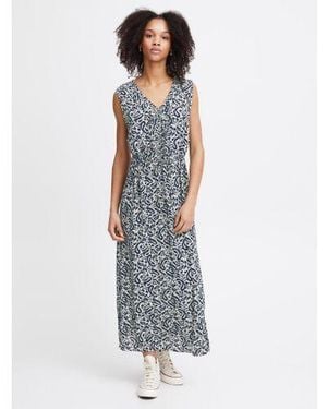 Ichi Total Eclipse Paisley Marrakech Dress - Blue