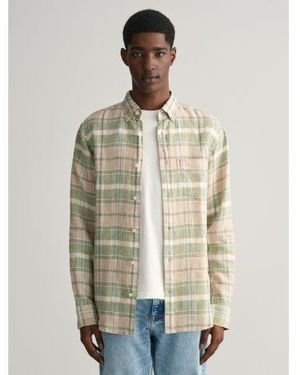 GANT Dry Sand Linen Madras Shirt - Natural