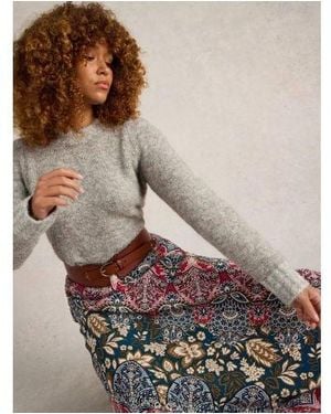 White Stuff Stuff Mid Paige Puff Sleeve Jumper - Grey