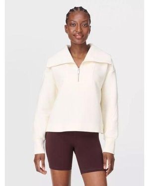 Sweaty Betty Lily Peaceful Rib Half Zip Sweatshirt - White