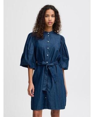 Ichi Washed Dark Ihborgie Dress - Blue