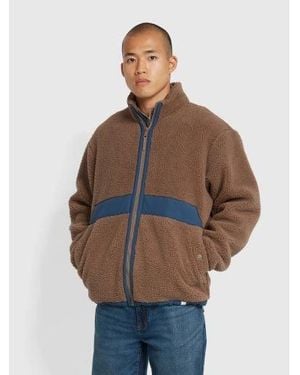 Farah Mushroom Elias Full Zip Fleece Jacket - Brown