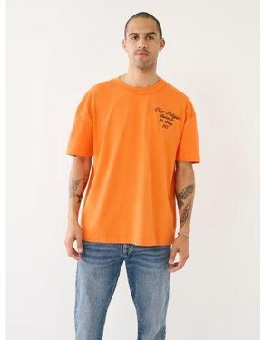 TRUE RELIGION Fire Embroidered Tr Logo T-Shirt - Orange