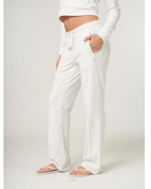 Juicy Couture Bright Velour Diamante Tracksuit Bottom - White