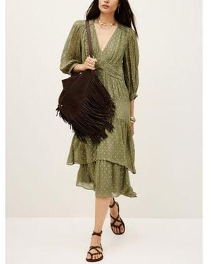 Ba&sh Khaki Maia Tiered Dress - Green