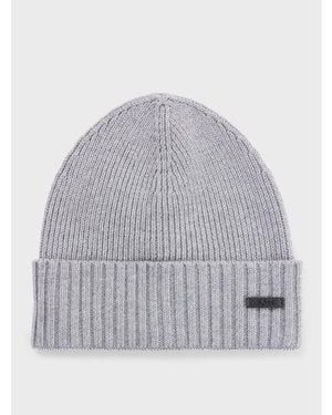 BOSS Fati Logo Plaque Beanie - Grey