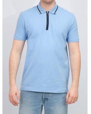 Paul Smith Light Regular Fit Half Zip Polo Shirt - Blue