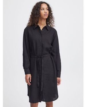 Ichi Lino Shirt Dress - Blue