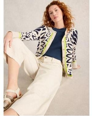 White Stuff Ivory Print Lulu Printed Cardigan - Natural