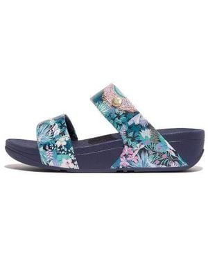 Fitflop Heritage Lulu X Jim Thompson Leather Slide - Blue
