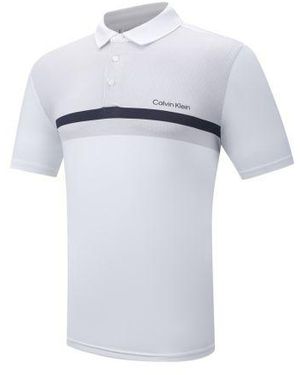 Calvin Klein Jacquard Grid Print Polo Shirt - White