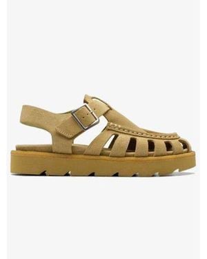 Clarks Dark Maple Suede Meare Buckle Sandal - Metallic