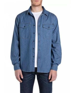 Replay Medium Denim Shirt - Blue