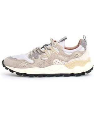Flower Mountain Light Taupe Yamano 3 Trainer - White