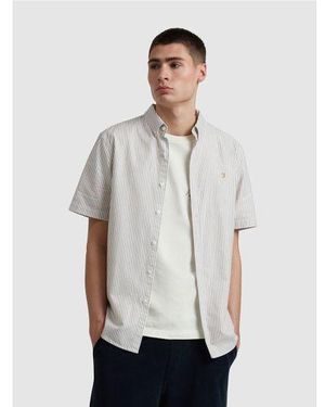 Farah Stained Oak Brewer Striped Shirt - Grey