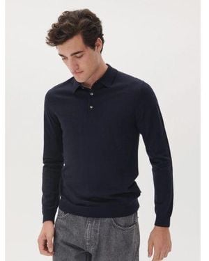 Matíníque Dark Melange Maklint Merino Polo Jumper - Blue