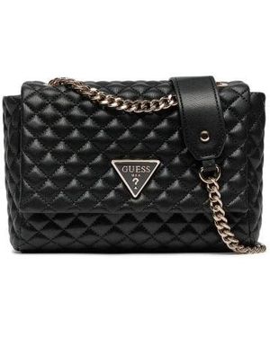 Guess Rianee Quilt Convertible Crossbody Flap Bag - Black