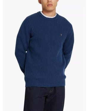 Farah Deep Halton Rib Jumper - Blue