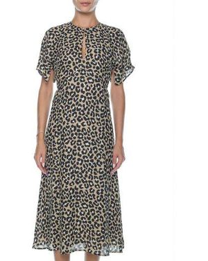 Michael Kors Khaki Satin Cheetah Dress - Grey