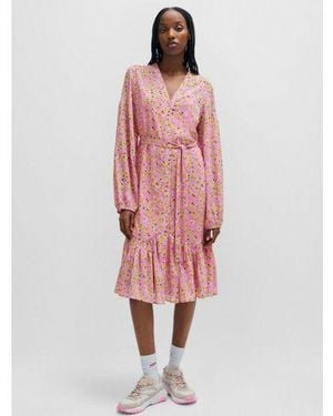 HUGO Floral Print Kawarda-1 Dress - Pink