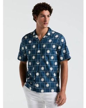 Original Penguin Ecoverotm Blend Sun Check Print Shirt In Blue Wing Teal