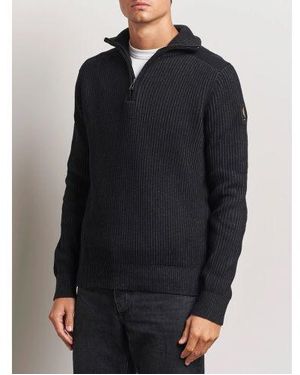 Belstaff Dark Ink Stanley Quarter Zip Jumper - Black