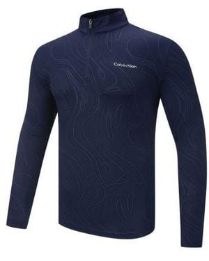 Calvin Klein Printed 1/4 Zip Midlayer Sweatshirt - Blue
