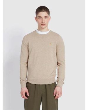Farah Hazelnut Marl Mullen Cotton Jumper - Natural