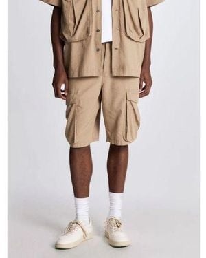 Lyle & Scott Desert Taupe Cotton Linen Cargo Short - Natural