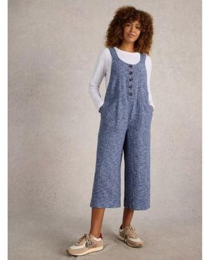 White Stuff Chambray Viola Linen Dungaree - Blue