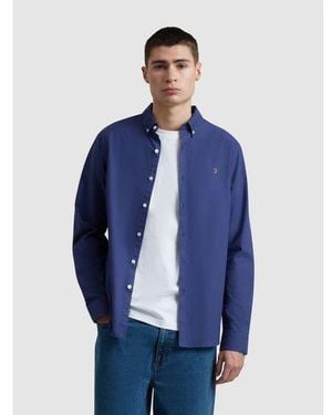 Farah Sigil Brewer Long Sleeve Shirt - Blue