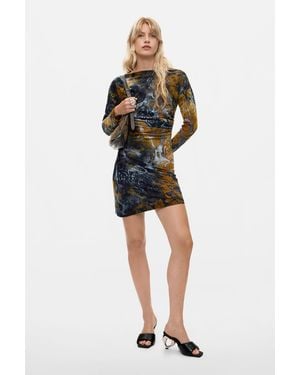 Desigual Flocked Short Dress - Black