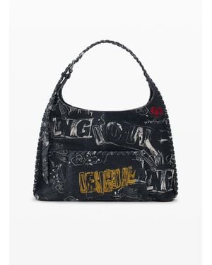 Desigual Large Arty Bag, Cotton - Black