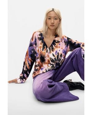 Desigual Floral Print Cardigan, Cotton - White