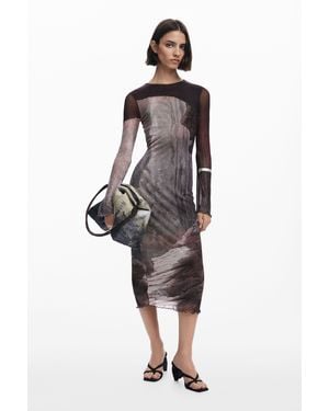 Desigual Dress Designed By Mr. Christian Lacroix, Polyester - Brown