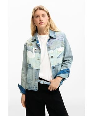 Desigual Denim Patch Jacket, Cotton - Blue