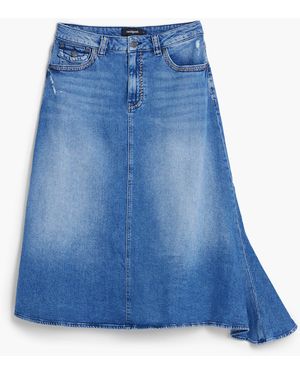 Desigual Asymmetric Midi Denim Skirt, Cotton - Blue