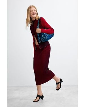 Desigual Iridescent Knit Midi Skirt - Red