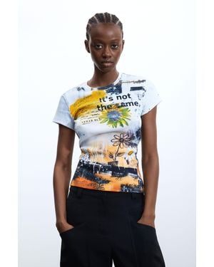 Desigual Printed T-Shirt 100% Cotton, Cotton - Black