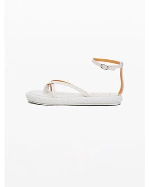 Desigual Crochet Detail Sandals, Linen - White