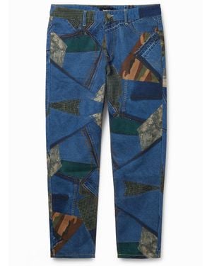 Desigual Relaxed Patchwork Jeans, Cotton - Blue