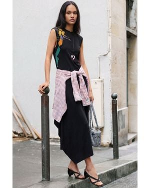 Desigual Asymmetric Floral Dress, Cotton - Black