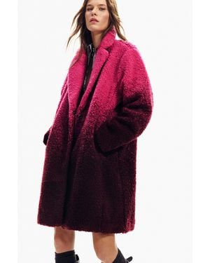 Desigual Gradient Boucle Coat - Red