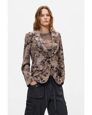 Desigual Flocked Blazer, Polyester - Black
